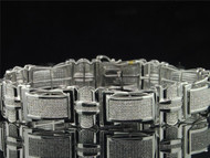Diamond Bracelet Mens 10K White Gold Round Cut Pave Link 3.35 Tcw.