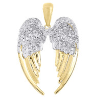 Mens Diamond Angel Wings Pendant .925 Sterling Silver Pave Charm 0.42 Ct.