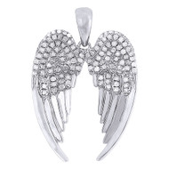 Mens Diamond Angel Wings Pendant .925 Sterling Silver Round Pave Charm 0.42 Ct
