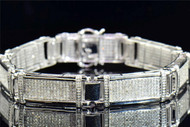 4 CT Genuine Diamond Bracelet Pave Set Designer Mens 10K White Gold 8.50"