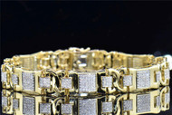 Genuine Diamond Bracelet 2.25 ct Pave Set Designer Mens 10K Yellow Gold 8.25"