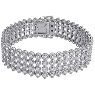 Genuine Diamond Bracelet Mens 4 Row 10k Solid White Gold 20 MM Bangle 8.40 Ct.