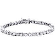 14K White Gold Diamond Prong Set Womens 1 Row Tennis Bracelet 4.50mm 7" | 2.5 CT