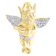 Diamond Angel Pendant Mens .925 Sterling Silver Round Pave Charm 1/4 Tcw.