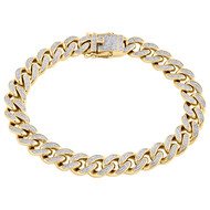 10K Yellow Gold Diamond Box Clasp Lock Miami Cuban Link Bracelet 10mm | 1.35 CT.