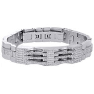 Mens Stainless Steel Genuine White Diamond Bangle Bracelet 13MM ID Link 1.75 Ct.