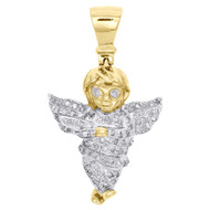 10K Yellow Gold Diamond Angel Pendant Flying Wing Praying Hand Mini Charm 1/4 CT