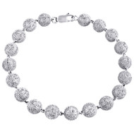 Mens 3D Beaded 8mm Ball Diamond Cluster Bracelet Sterling Silver 8" Bead 3.50 CT