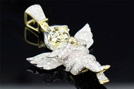 10k Yellow Gold Mens Ladies Mini Diamond Jesus Angel Cherub Pendant Charm 3 ct.