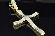 Cross Jesus Diamond Pendant Domed Men's .925 Sterling Silver Charm 0.33 Ct