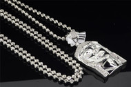 .925 Sterling Silver Diamond Jesus Face Piece Head Pendant with Chain 0.25 Ct