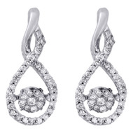 10K White Gold Dancing Diamond Cluster Infinity Drop Dangle Earrings 0.33 Ct.
