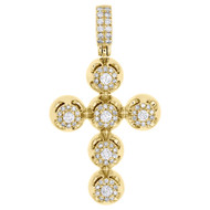 14K Yellow Gold Real Diamond Cluster Designer Cross Pendant 2" Charm 2.48 CT.
