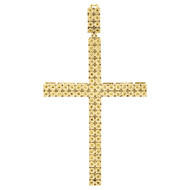 Mens Genuine Yellow Diamond Cross Pendant 2 Row 925 Sterling Silver Charm .27 Ct