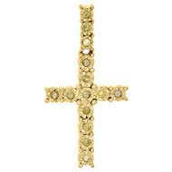 Unisex 10k Yellow Gold Real Canary Diamond 3D Miracle Cross Pendant Charm 1/4 CT