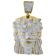 Diamond Jesus Face Piece Pendant 10K Yellow Gold Fully Iced Pave Charm 1.80 Ct.