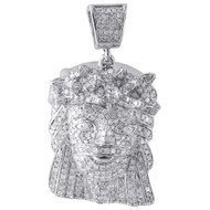 10K White Gold Genuine Diamond Jesus Piece Pendant 1.53" Mens Pave Charm 1.80 CT