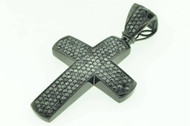 Black PVD .925 Sterling Silver Mens Black Diamond Cross Pendant 7.50 Ct.