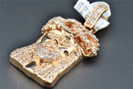 14K Rose Gold 1.60 Inch Diamond Mini Jesus Face Piece Heavy Pendant 1.93 CT