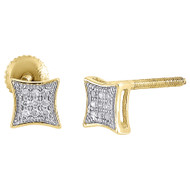 10K Yellow Gold Round Diamond Pave Set Mini Kite Stud Earrings 0.05 Ct.