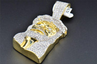 Diamond Mini Jesus Face Pendant Piece Mens Ladies 10K Yellow Gold 2.88 CT Charm