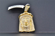 White Diamond Mini Jesus Face Pendant Piece 10K Yellow Gold 2.84 CT Charm VS2