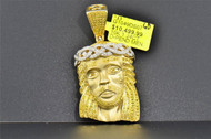 Yellow Diamond Mini Jesus Face Pendant Piece 10K Yellow Gold 1.25 Ct. Charm