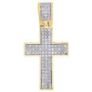 2.27 CT Diamond Cross Pendant .925 Sterling Silver Mens Dome Charm 3.30 Tall
