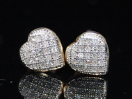 LADIES GOLD LOVE HEART 8MM DIAMOND STUD EARRING .35 CT