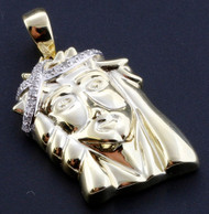 Genuine Diamond Mini Jesus Pendant Cross .925 Sterling Silver Charm 0.15 Ct.