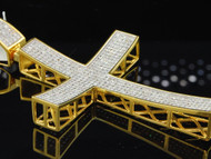 Diamond Cross Pendant Men's .925 Sterling Silver Round Pave Design Charm 2 Ct