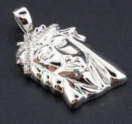 Mini Diamond Jesus Face Pendant 925 Sterling Silver Round Cut Pave Charm .15 Ct.