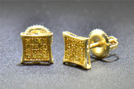 Yellow Diamond Studs 10K Yellow Gold 0.10 CT Pave Kite Shaped Small Earrings