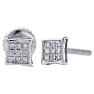 .925 Sterling Silver Pave Genuine Diamond Studs Mini 5mm Kite Earrings 0.05 Ct.