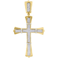 Diamond Cross 10K Yellow Gold Round Cut Pave 0.60 Ct Mens Charm