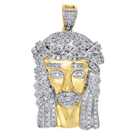 10K Yellow Gold Round Diamond Mini Jesus Piece Pendant Mens Pave Charm 0.75 Ct.