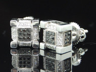 MENS LADIES ICE CUBE BLOCK WG .4C DIAMOND STUD EARRINGS