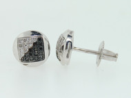 MENS 10K WHITE GOLD 0.25CT BLACK DIAMOND EARRINGS STUD