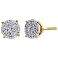 10K Yellow Gold Diamond Circle Studs Mini 8.10mm Round 4 Prong Earrings 0.33 Ct