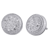 925 Sterling Silver Diamond 3D Studs Illusion Set 11.80mm Circle Earrings 1/6 Ct