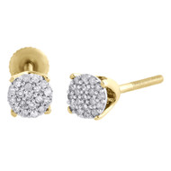 10K Yellow Gold Pave Set Diamond Circle Studs Mini 4.70mm Round Earrings 0.13 Ct