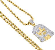 925 Sterling Silver Round Pave Diamond 1" Jesus Pendant Charm with Chain .15 ct.
