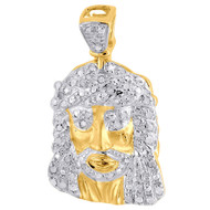 Genuine Diamond Round Pave Jesus Face Pendant Charm 925 Sterling Silver .15 Ct.