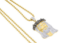 Diamond Jesus Face Piece Pendant .925 Sterling Silver Charm with Chain 0.26 Ct.
