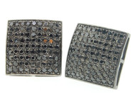 Diamond Studs Mens 10K Black Gold Round Pave Square Shape Earrings 1.64 Tcw.