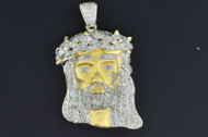Diamond Jesus Face Pendant .925 Sterling Silver Round Cut 1.40 Ct Mini Charm