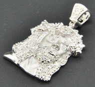 Diamond Jesus Head Pendant Piece 10K White Gold .22 Ct Mini Sideways Face Charm