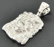 Diamond Jesus Face Pendant Piece 10K White Gold 0.20 Ct Micro Mini Charm