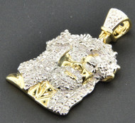 Diamond Jesus Face Pendant Piece 10K Yellow Gold 0.17 Ct Mini Sideways Charm