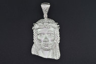 Diamond Jesus Crying Face Pendant .925 Sterling Silver 0.60 Ct Mini Charm